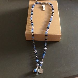 Chico’s blue beaded necklace with crystal & charms